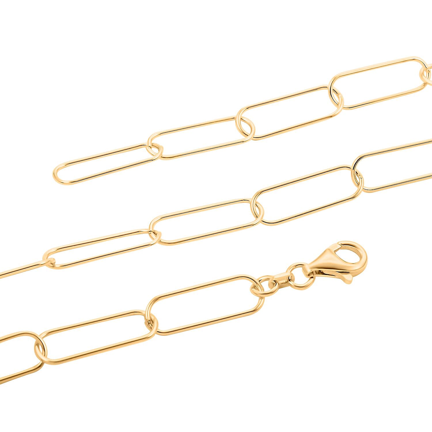 Italian 14K Yellow Gold Over Sterling Silver Paperclip Chain Necklace 22 Inches 7.30 Grams