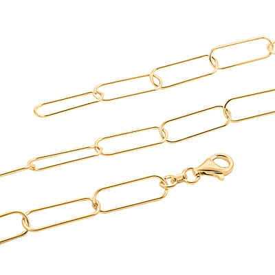 Italian 14K Yellow Gold Over Sterling Silver Paperclip Chain Necklace 22 Inches 7.30 Grams
