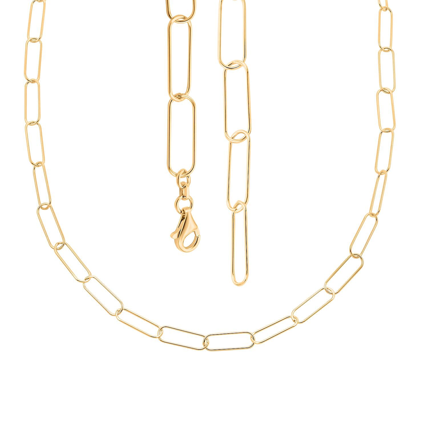 Italian 14K Yellow Gold Over Sterling Silver Paperclip Chain Necklace 22 Inches 7.30 Grams