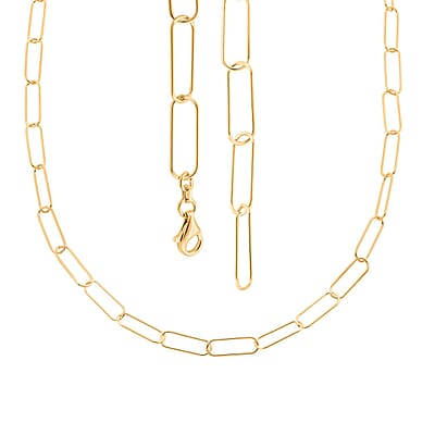 Italian 14K Yellow Gold Over Sterling Silver Paperclip Chain Necklace 22 Inches 7.30 Grams
