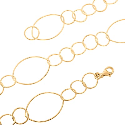 Italian 14K Yellow Gold Over Sterling Silver Chain Necklace 24 Inches 9.40 Grams
