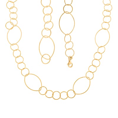 Italian 14K Yellow Gold Over Sterling Silver Chain Necklace 24 Inches 9.40 Grams
