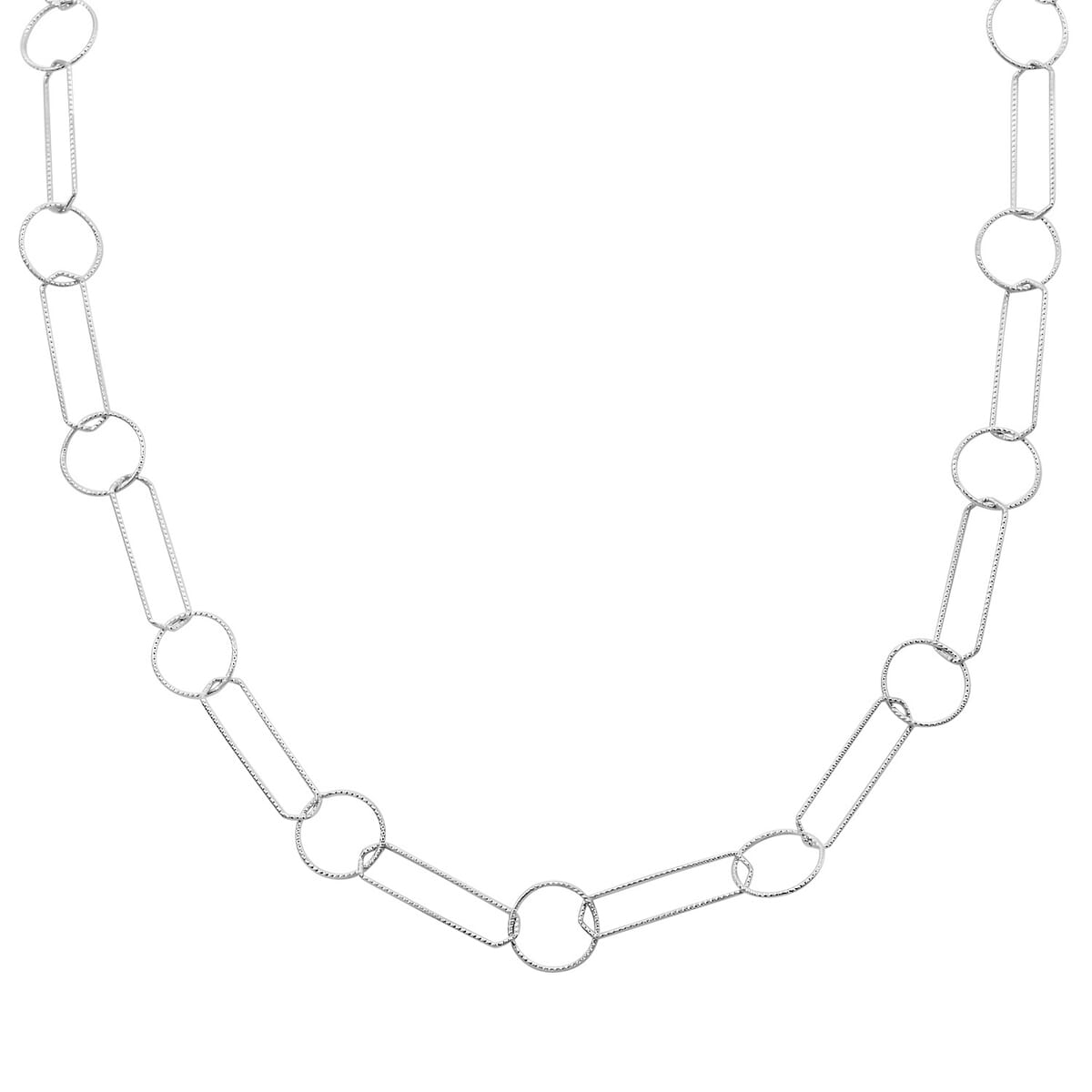 Italian Sterling Silver Round and Oval Link Chain Necklace 24 Inches 8.65 Grams image number 0