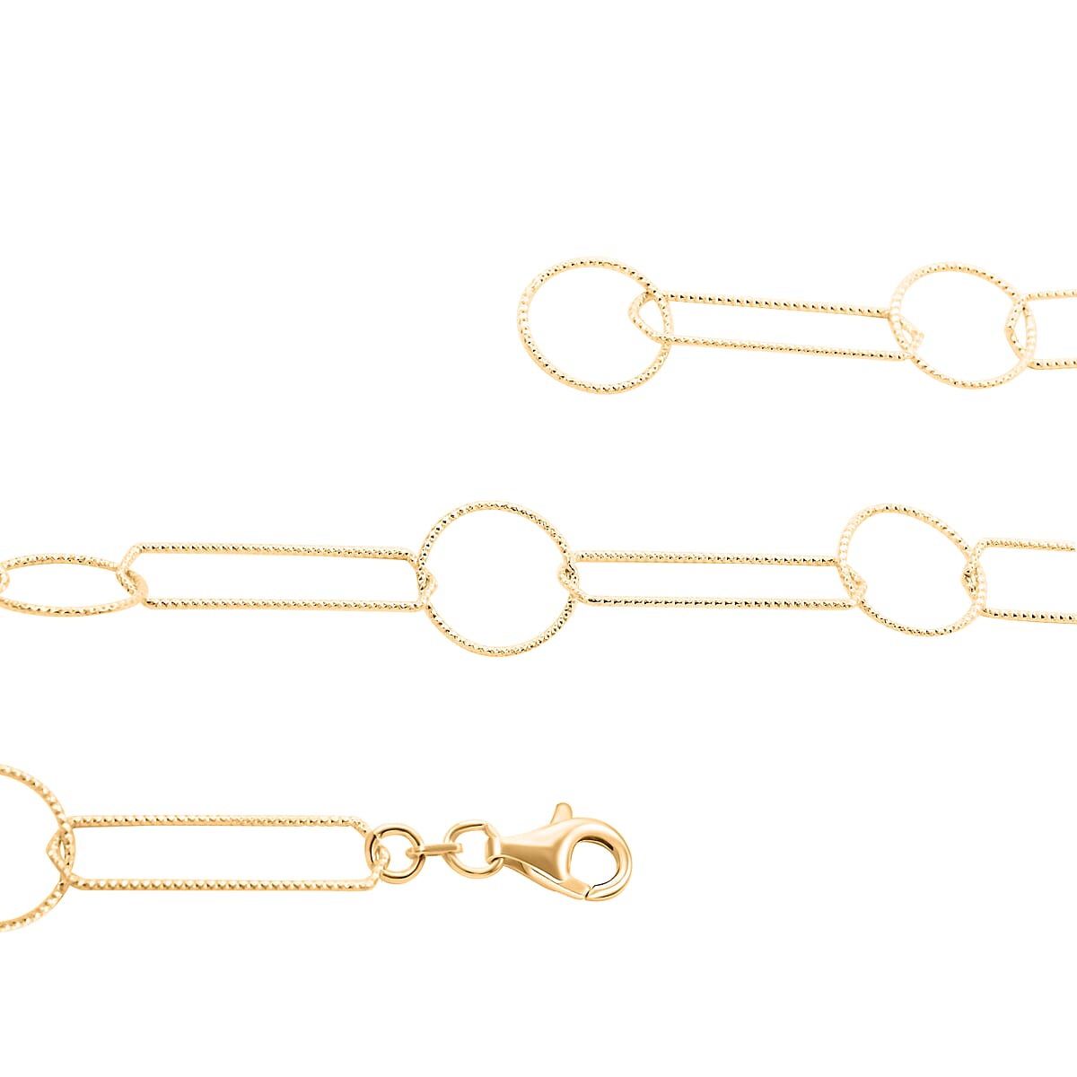 Italian 14K Yellow Gold Over Sterling Silver Round and Oval Link Chain Necklace 24 Inches 8.65 Grams image number 2