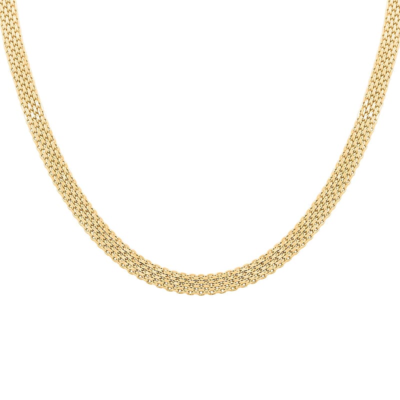 Italian 14K Yellow Gold Over Sterling Silver Venetian Chain Necklace 24 Inches 18.20 Grams