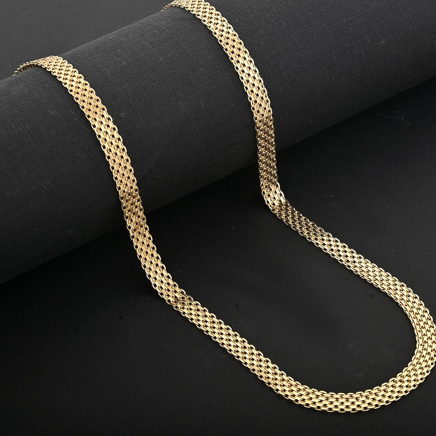Italian 14K Yellow Gold Over Sterling Silver Venetian Chain Necklace 24 Inches 18.20 Grams