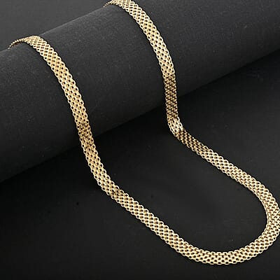 Italian 14K Yellow Gold Over Sterling Silver Venetian Chain Necklace 24 Inches 18.20 Grams