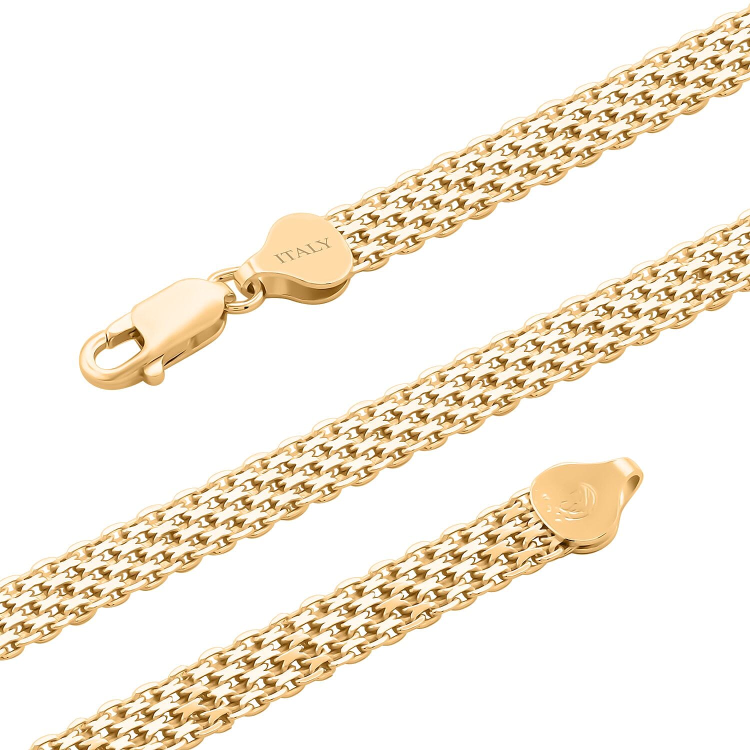 Italian 14K Yellow Gold Over Sterling Silver Venetian Chain Necklace 24 Inches 18.20 Grams