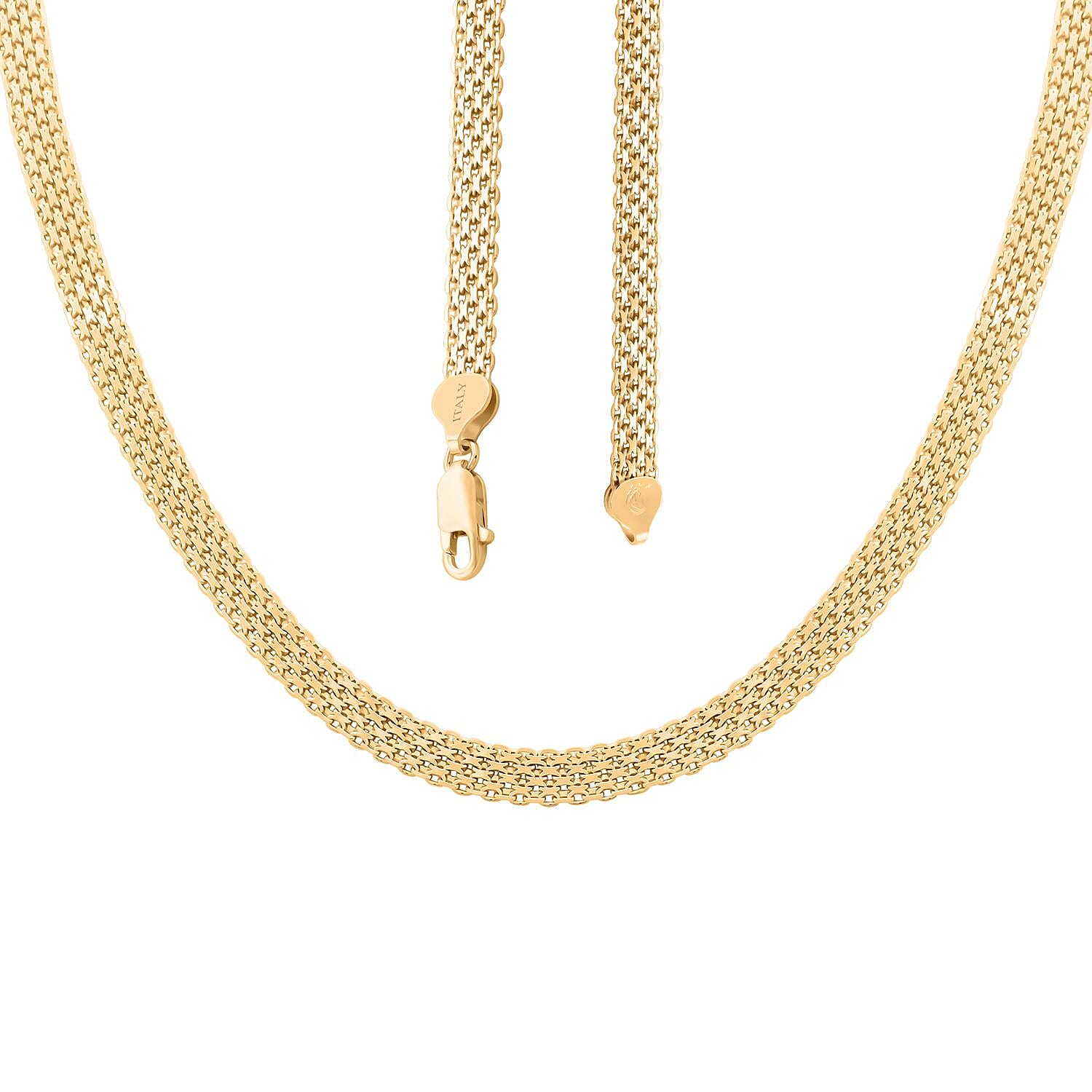 Italian 14K Yellow Gold Over Sterling Silver Venetian Chain Necklace 24 Inches 18.20 Grams