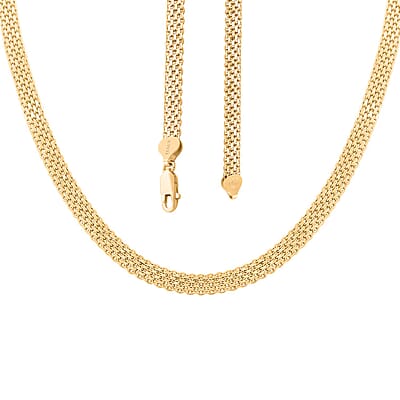 Italian 14K Yellow Gold Over Sterling Silver Venetian Chain Necklace 24 Inches 18.20 Grams