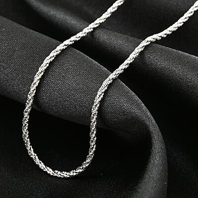 Italian Rhodium Over Sterling Silver Wrapped Snake Chain Necklace 20-22 Inches 6.90 Grams