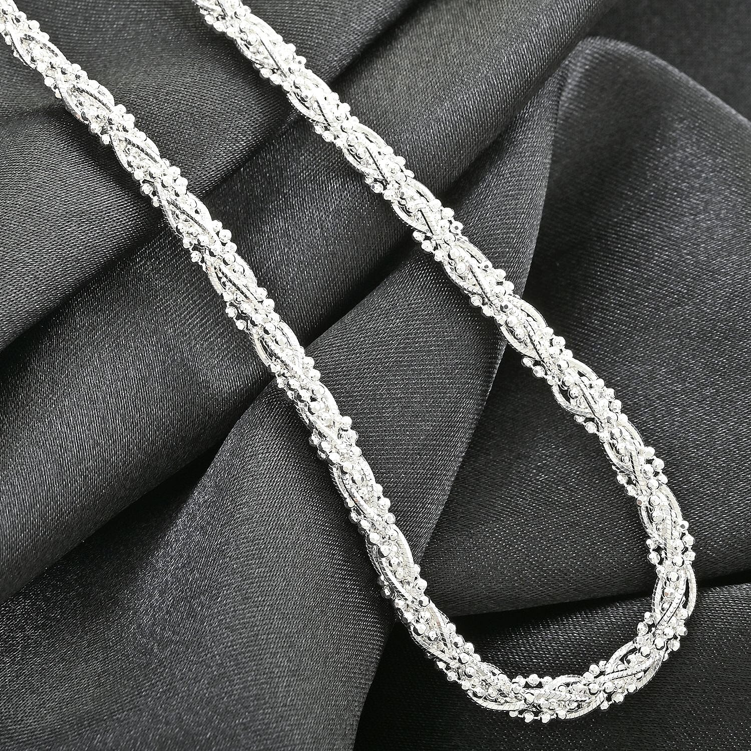 Italian Sterling Silver Round Diamond-cut Chain Necklace 18 Inches 21 Grams