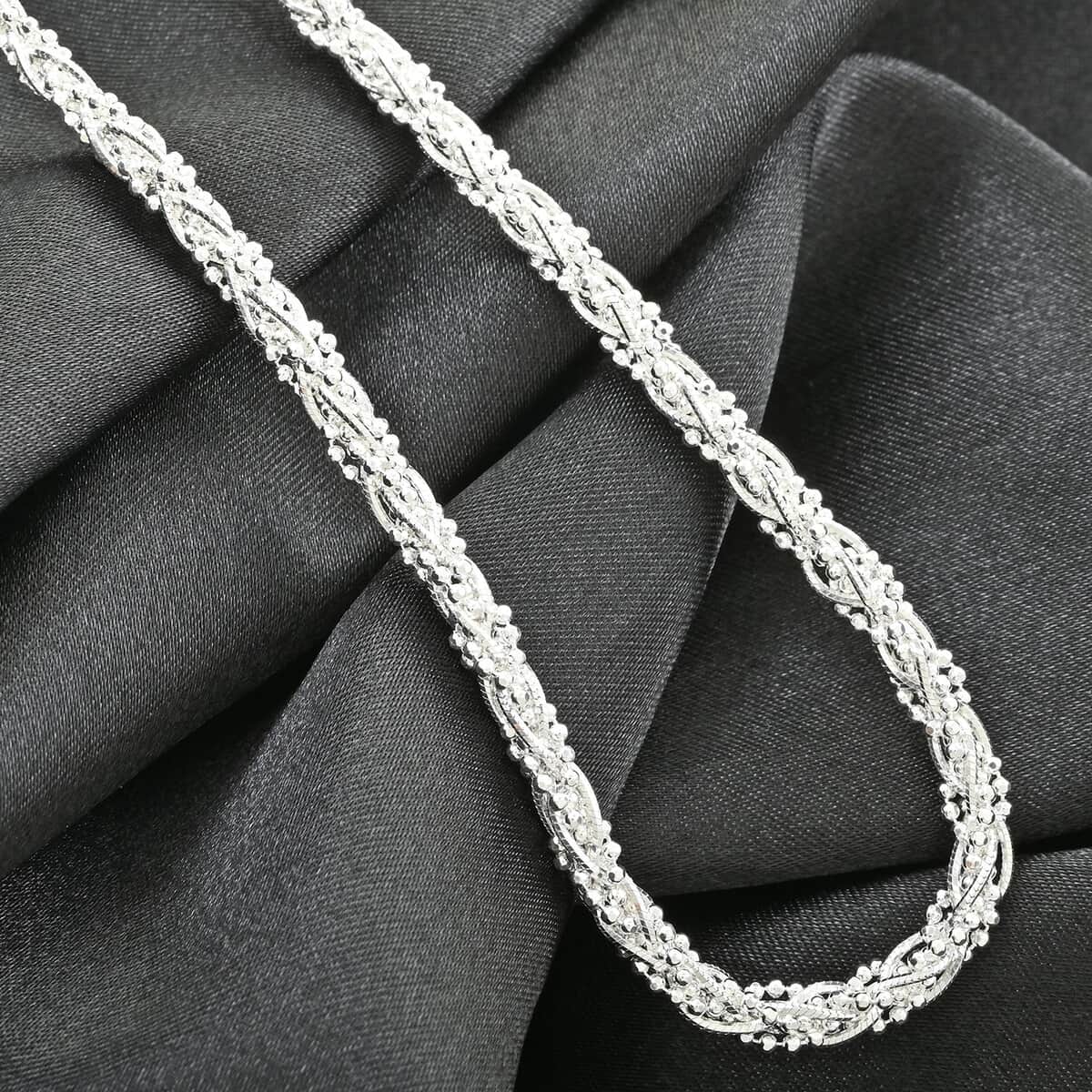 Italian Sterling Silver Round Diamond-cut Chain Necklace 18 Inches 21 Grams image number 1