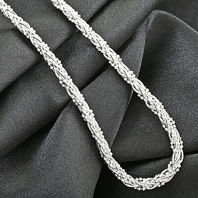 Italian Sterling Silver Round Diamond-cut Chain Necklace 18 Inches 21 Grams