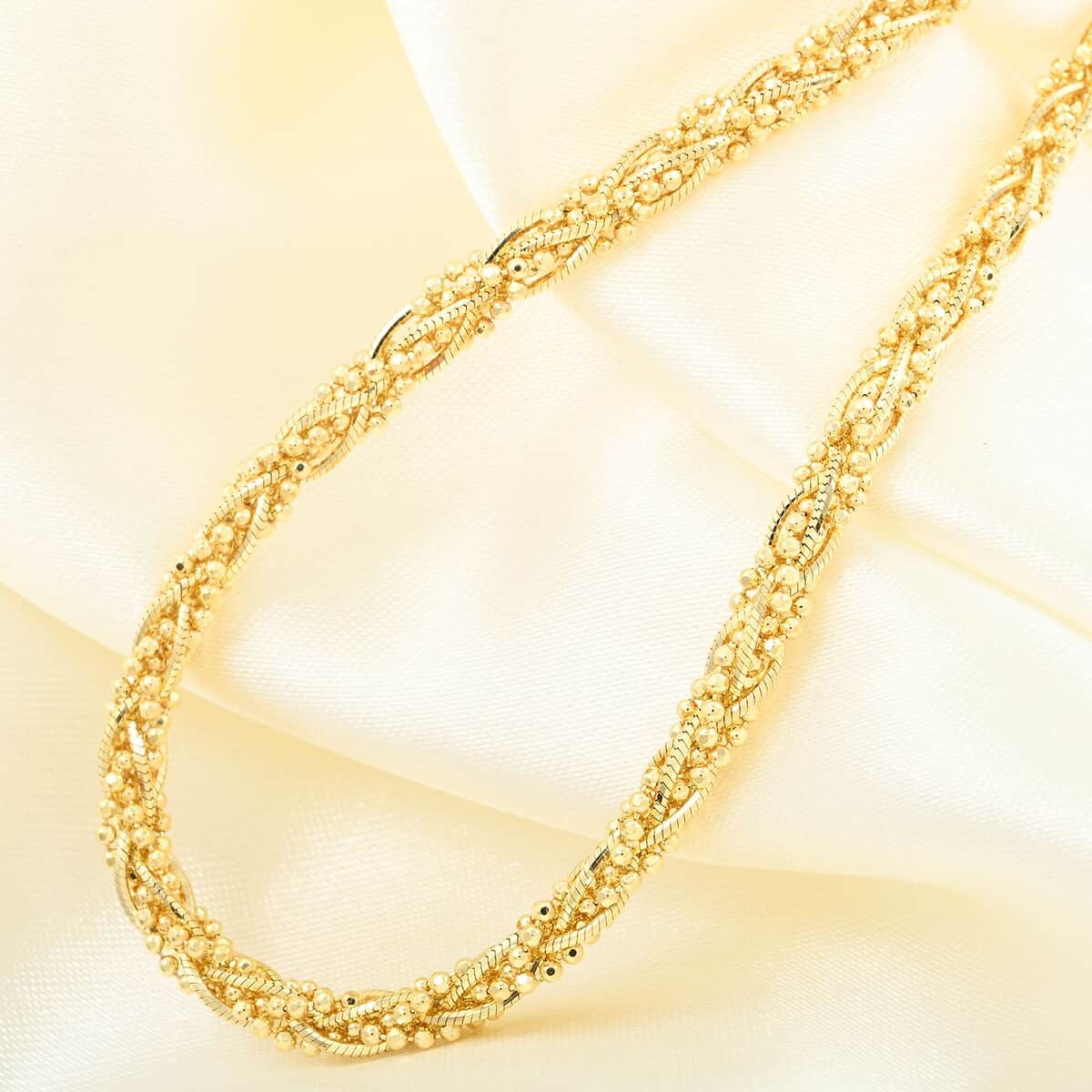 Italian 14K Yellow Gold Over Sterling Silver Round Diamond-cut Chain Necklace 18 Inches 21 Grams image number 1