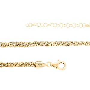 Italian 14K Yellow Gold Over Sterling Silver Round Diamond-cut Chain Necklace 18 Inches 21 Grams