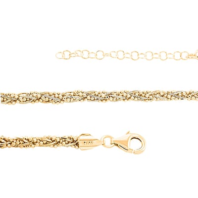 Italian 14K Yellow Gold Over Sterling Silver Round Diamond-cut Chain Necklace 18 Inches 21 Grams