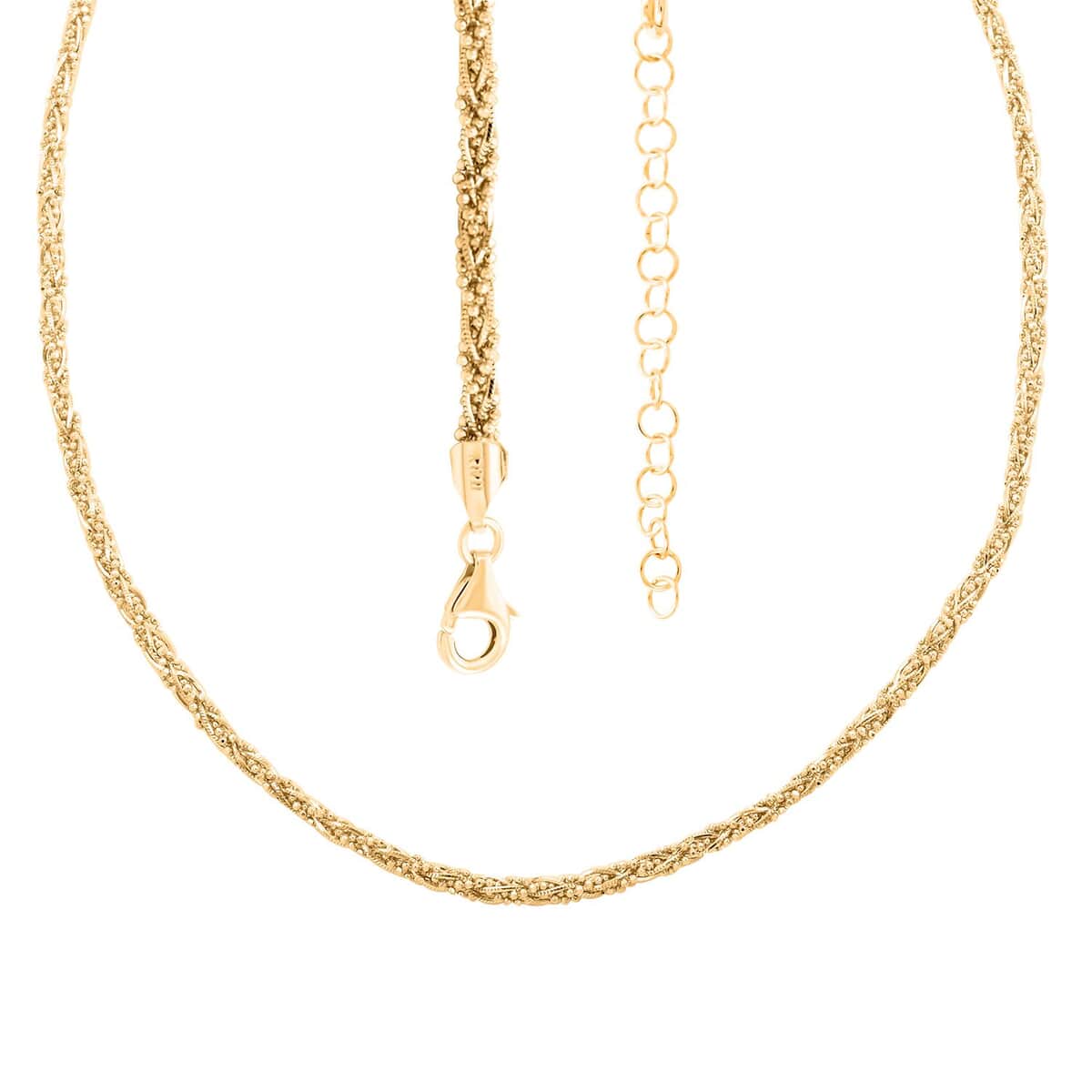 Italian 14K Yellow Gold Over Sterling Silver Round Diamond-cut Chain Necklace 18 Inches 21 Grams image number 3