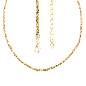Italian 14K Yellow Gold Over Sterling Silver Round Diamond-cut Chain Necklace 18 Inches 21 Grams