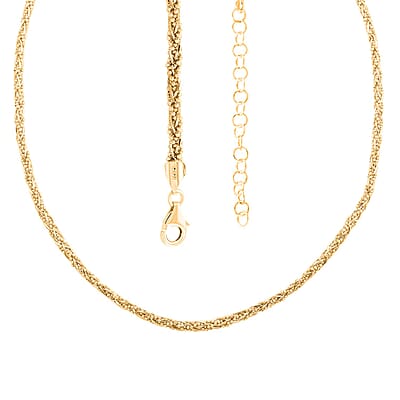Italian 14K Yellow Gold Over Sterling Silver Round Diamond-cut Chain Necklace 18 Inches 21 Grams