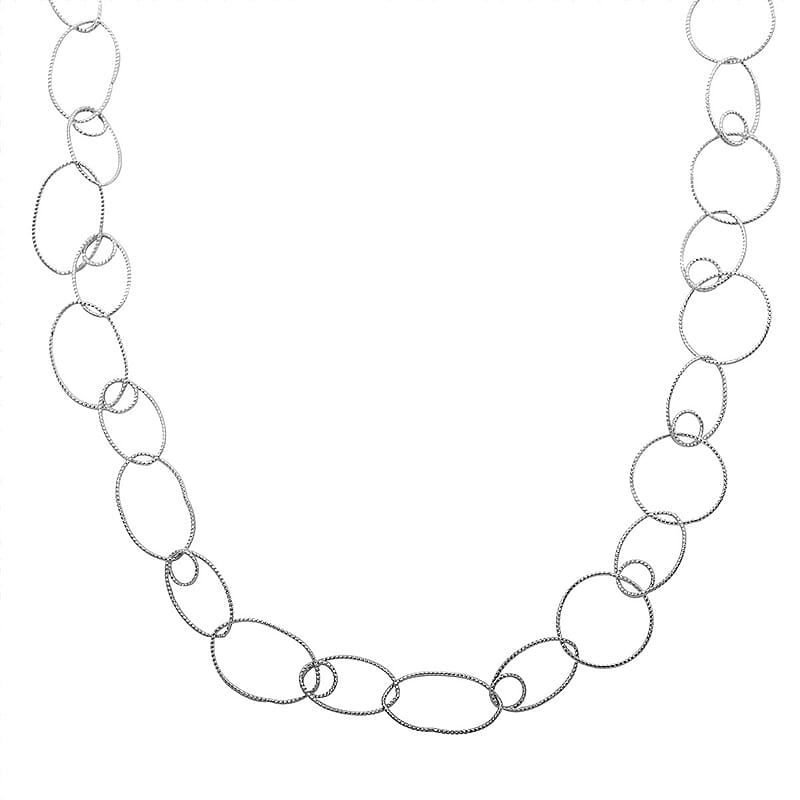 Italian Sterling Silver Link Chain Necklace 23 Inches 9.75 Grams