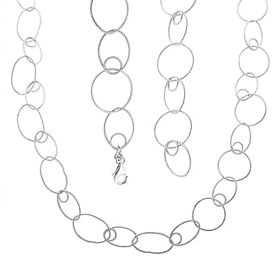 Italian Sterling Silver Link Chain Necklace 23 Inches 9.75 Grams