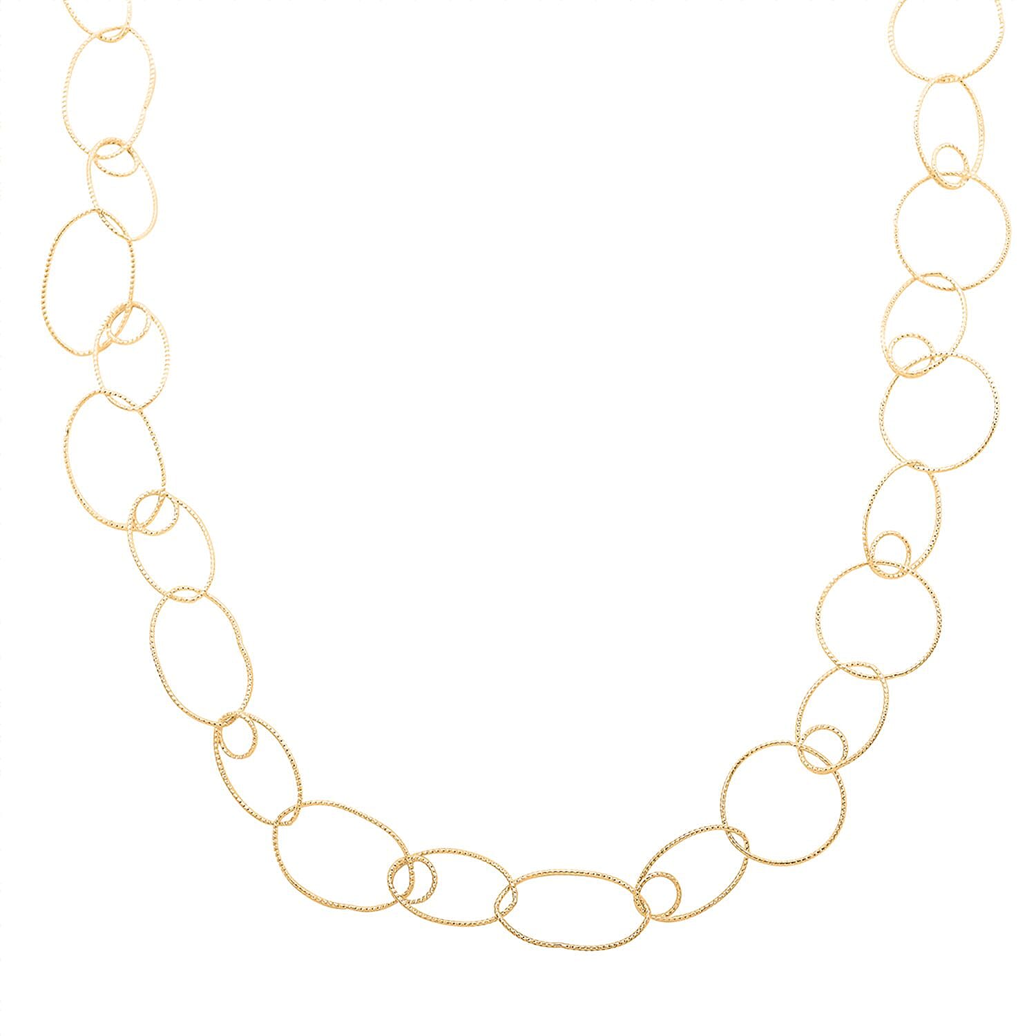 Italian 14K Yellow Gold Over Sterling Silver Link Chain Necklace 24 Inches 9.70 Grams