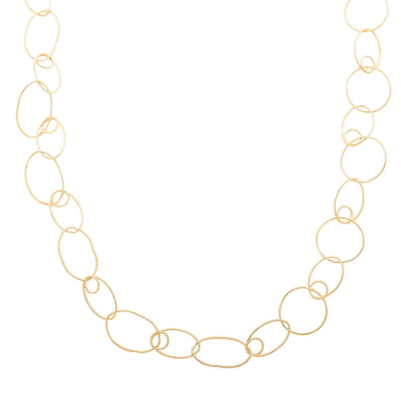 Italian 14K Yellow Gold Over Sterling Silver Link Chain Necklace 24 Inches 9.70 Grams