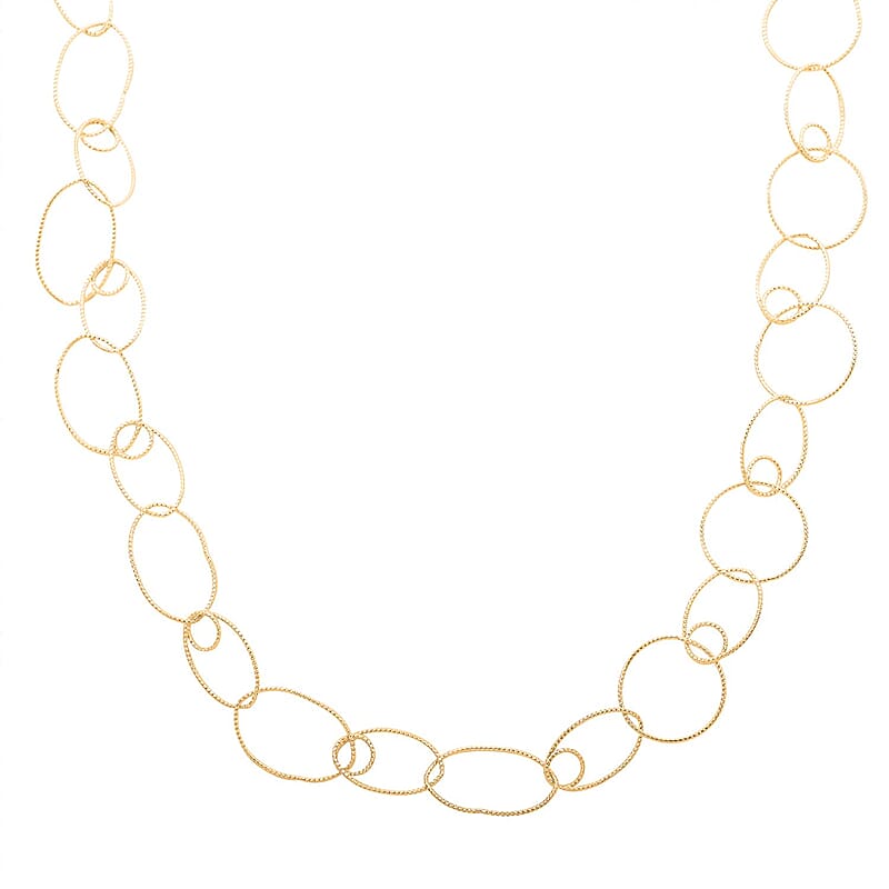 Italian 14K Yellow Gold Over Sterling Silver Link Chain Necklace 24 Inches 9.70 Grams