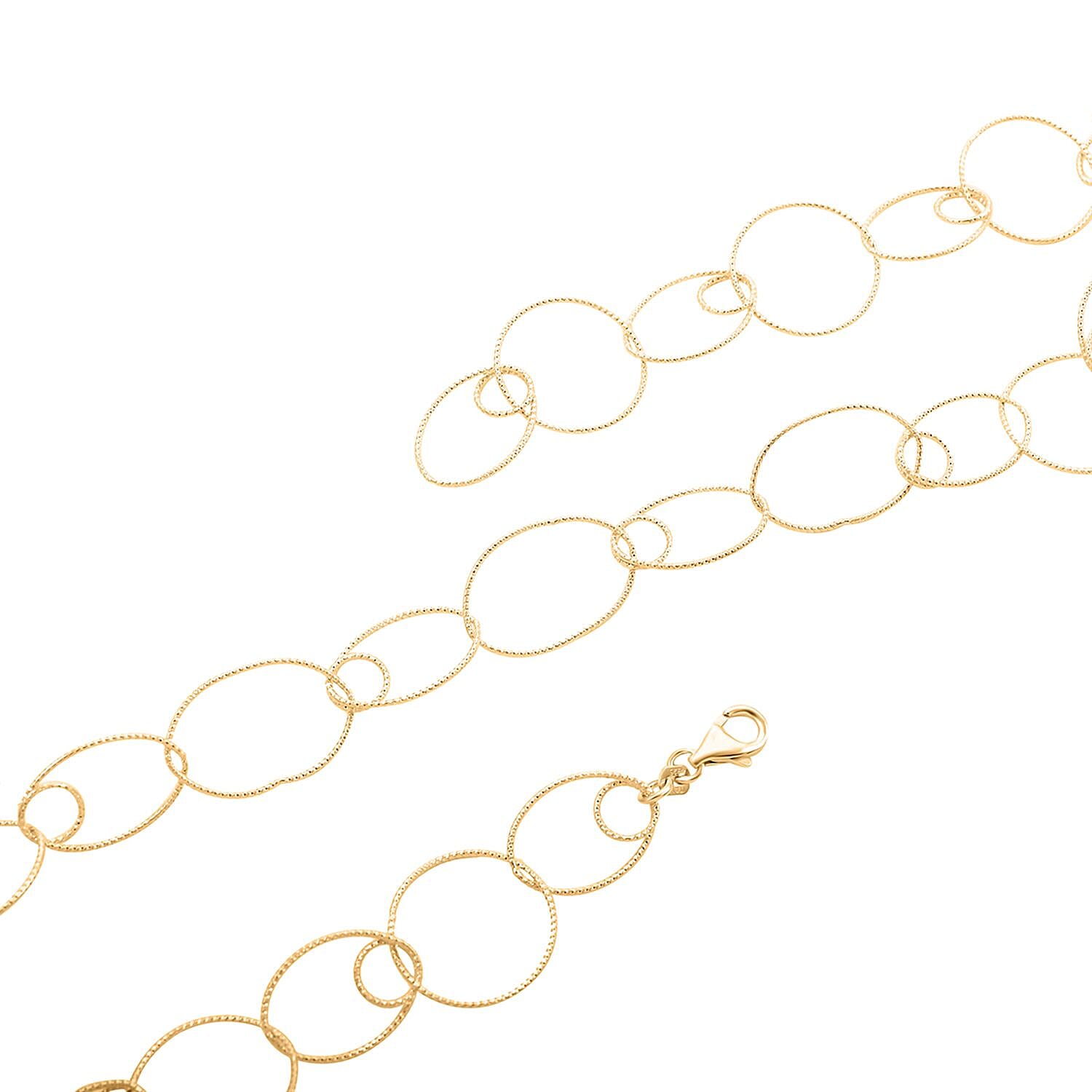 Italian 14K Yellow Gold Over Sterling Silver Link Chain Necklace 24 Inches 9.70 Grams