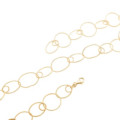 Italian 14K Yellow Gold Over Sterling Silver Link Chain Necklace 24 Inches 9.70 Grams