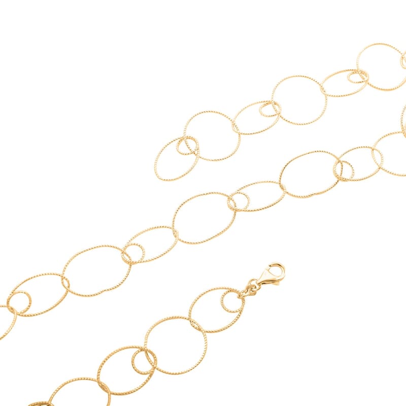 Italian 14K Yellow Gold Over Sterling Silver Link Chain Necklace 24 Inches 9.70 Grams
