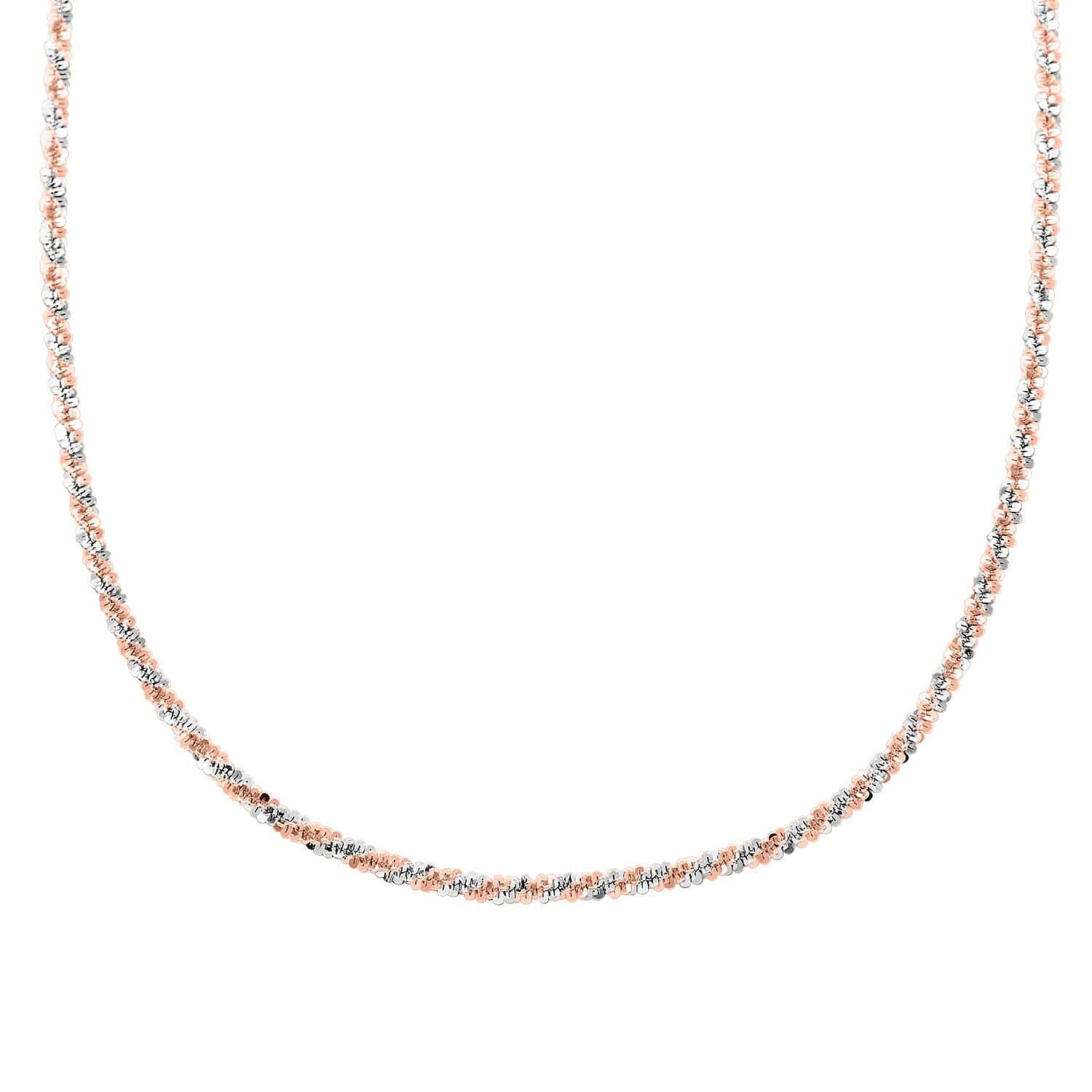 Italian 14K Rose Gold Over and Sterling Silver Sparkle Chain Necklace 20-22 Inches 10.00 Grams