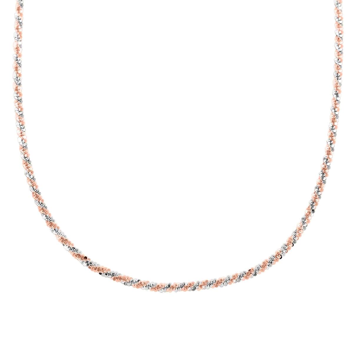 Italian 14K Rose Gold Over and Sterling Silver Sparkle Chain Necklace 20-22 Inches 12.45 Grams image number 0