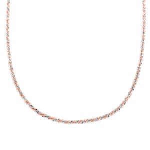 Italian 14K Rose Gold Over and Sterling Silver Sparkle Chain Necklace 20-22 Inches 12.45 Grams