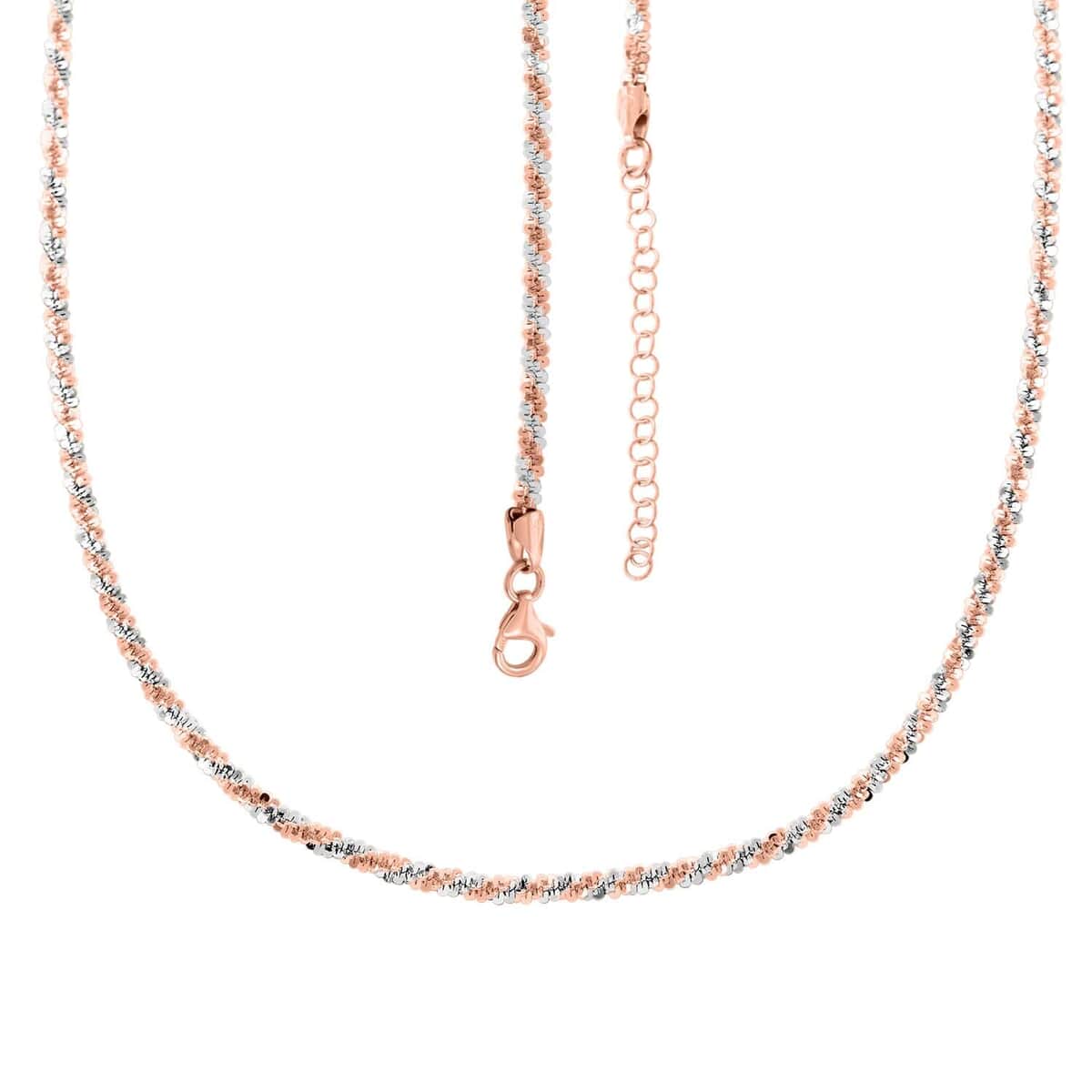 Italian 14K Rose Gold Over and Sterling Silver Sparkle Chain Necklace 20-22 Inches 12.45 Grams image number 3