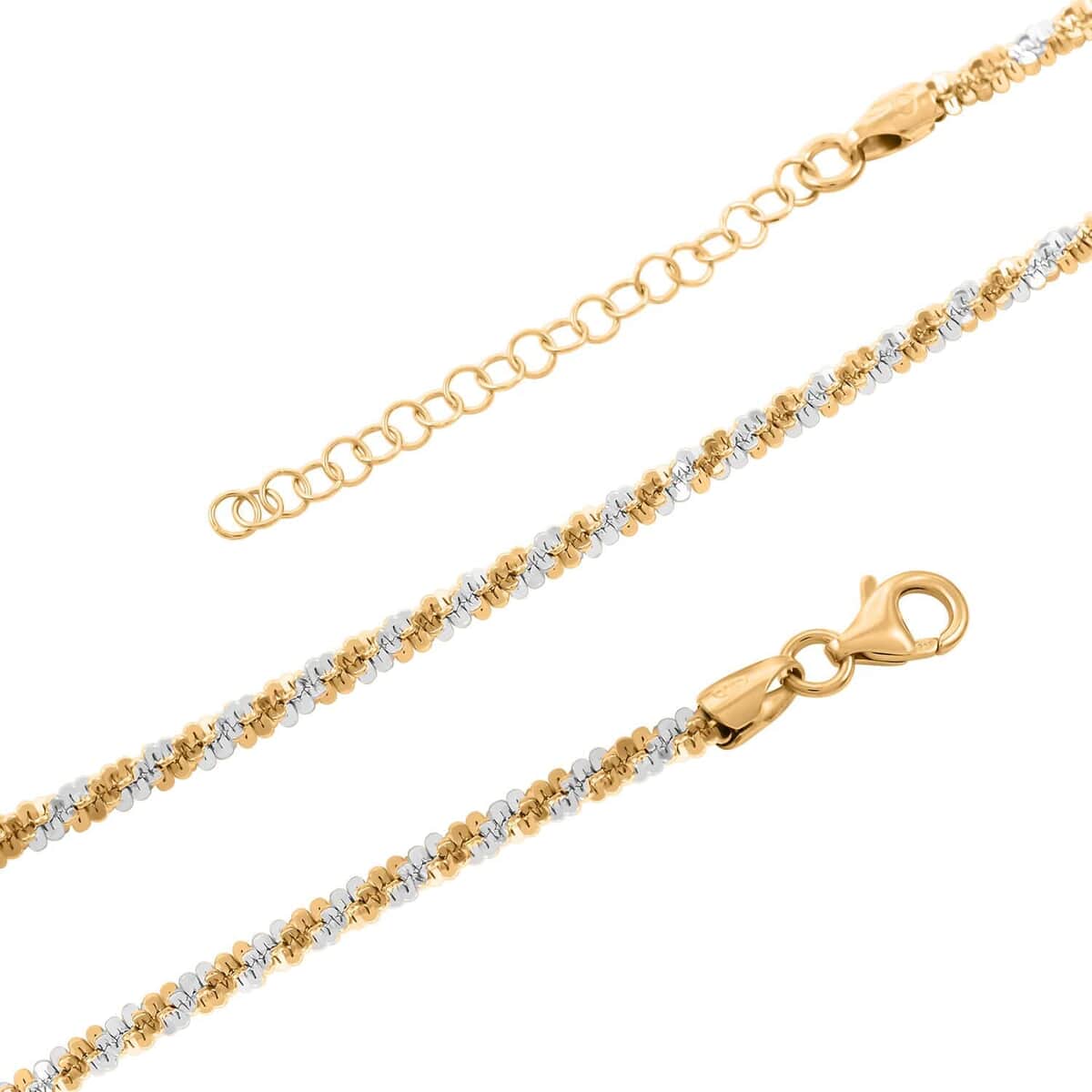 Italian 14K Yellow Gold Over and Sterling Silver Sparkle Chain Necklace 20-22 Inches 12.80 Grams image number 2