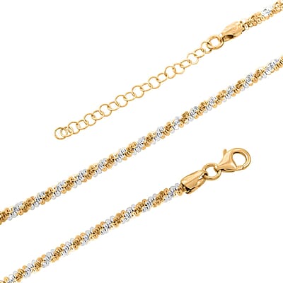 Italian 14K Yellow Gold Over and Sterling Silver Sparkle Chain Necklace 20-22 Inches 12.80 Grams