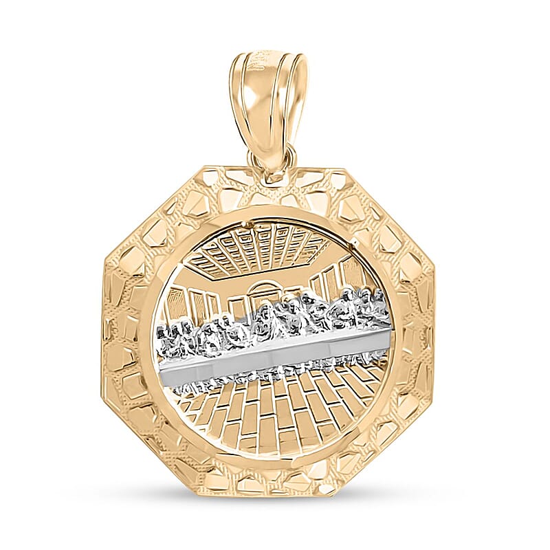 Made in America 10K Yellow and White Gold Supper Medallion Pendant 2.6 Grams