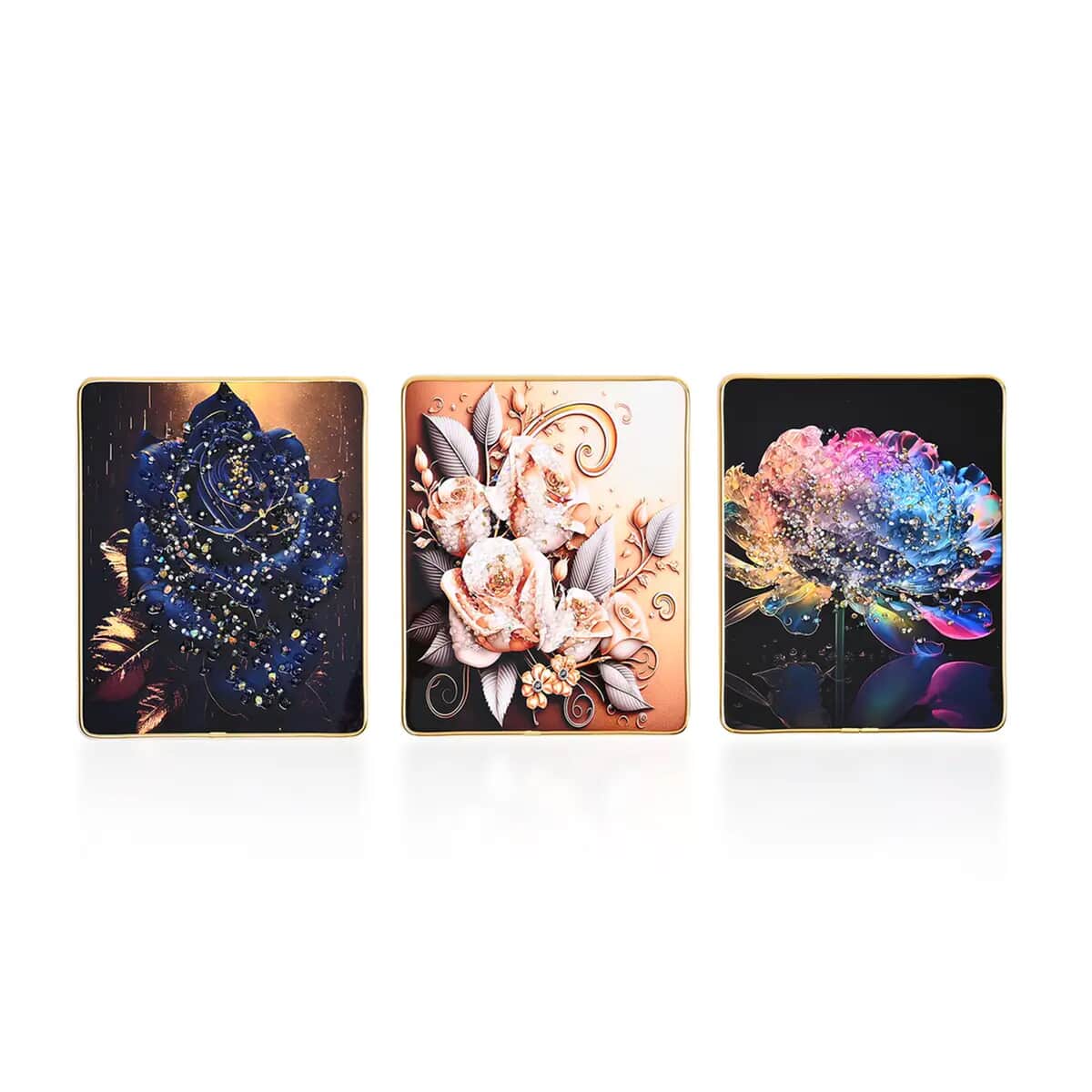 Set of 3 Flower Crystal Painting with PC Frame image number 0