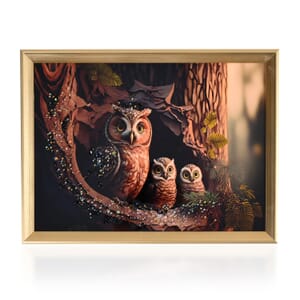 Owl Family Crystal Painting with Frame