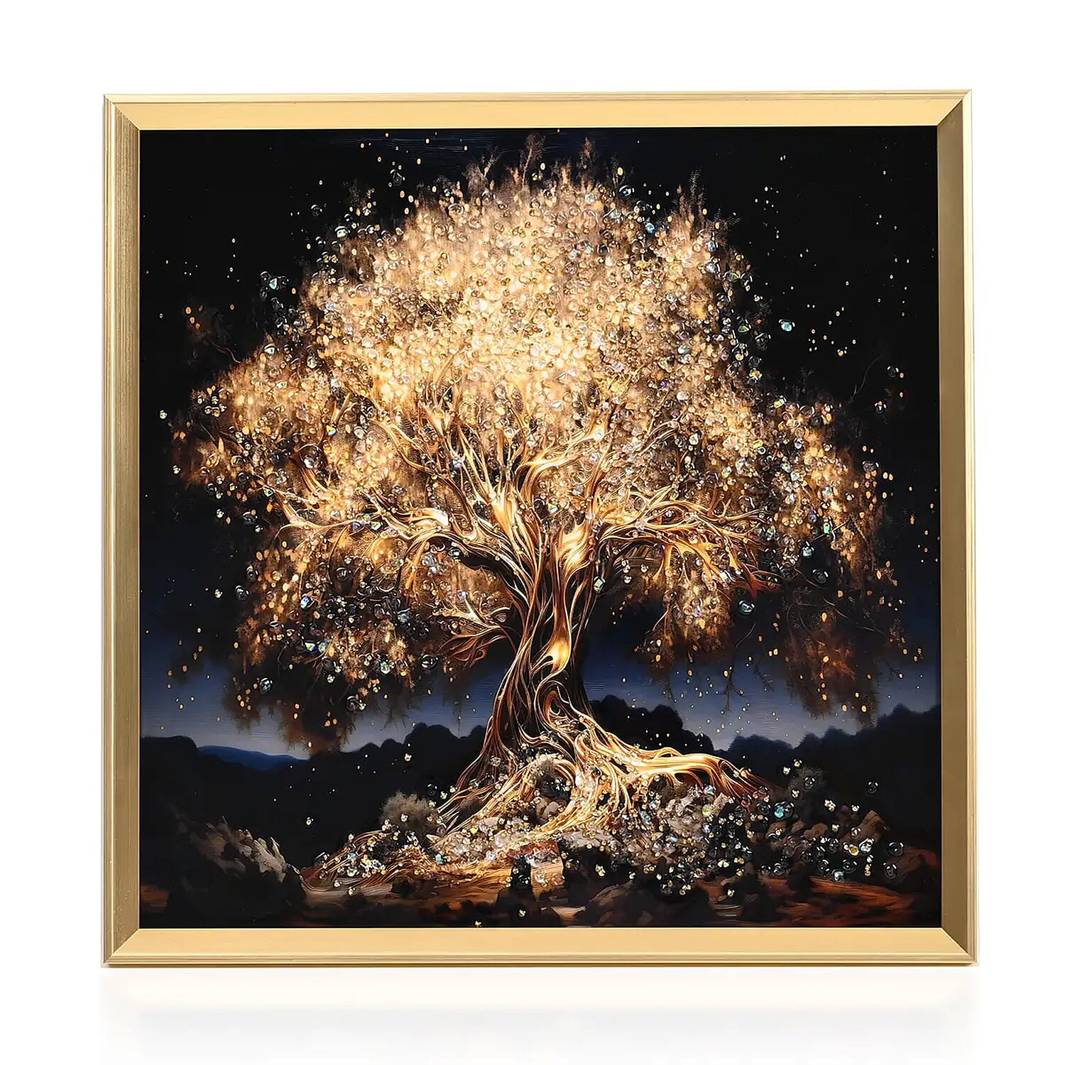 Buy Golden Tree Crystal Painting with Frame at ShopLC.