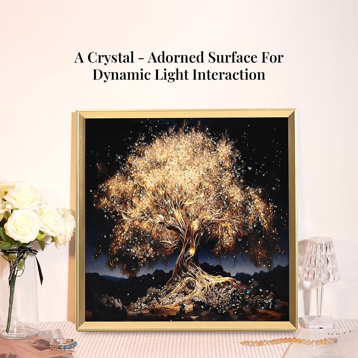 Golden Tree Crystal Painting with Frame image number 1