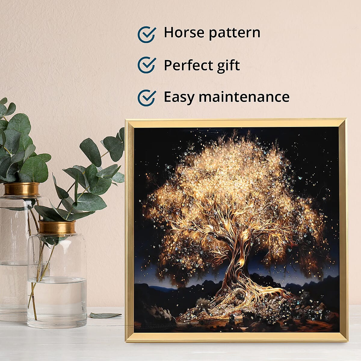 Golden Tree Crystal Painting with Frame image number 4