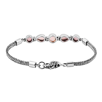 Bali Legacy Ethiopian Welo Opal Tulang Naga Chain Bracelet in Sterling Silver (6.50 In) 2.10 ctw