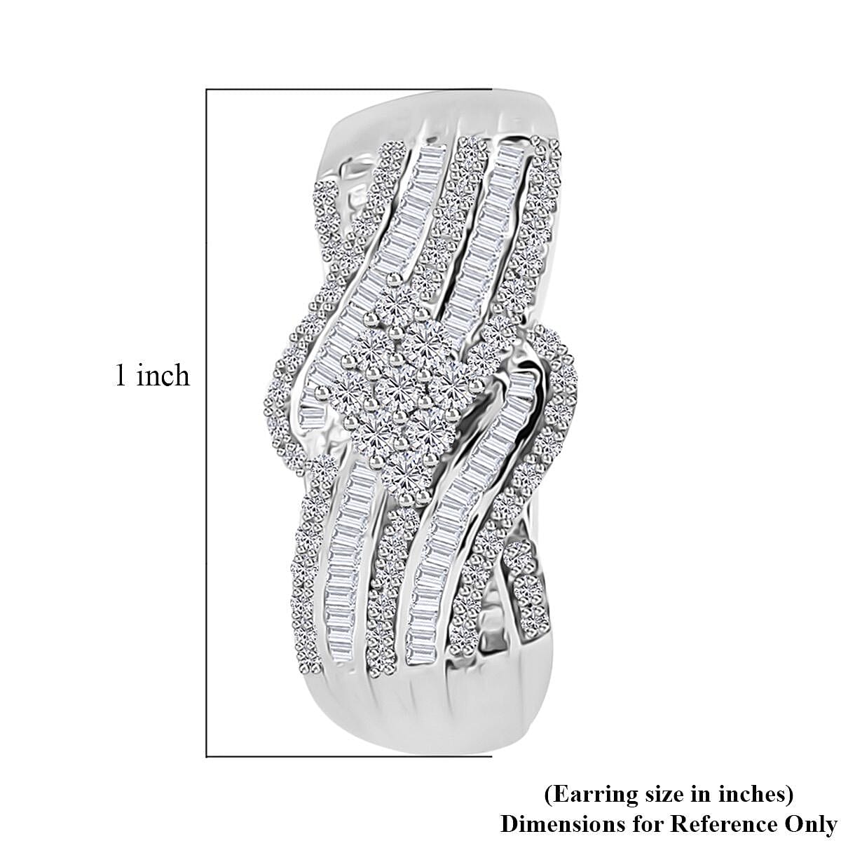 Diamond Hoop Earrings in Platinum Over Sterling Silver 1.00 ctw