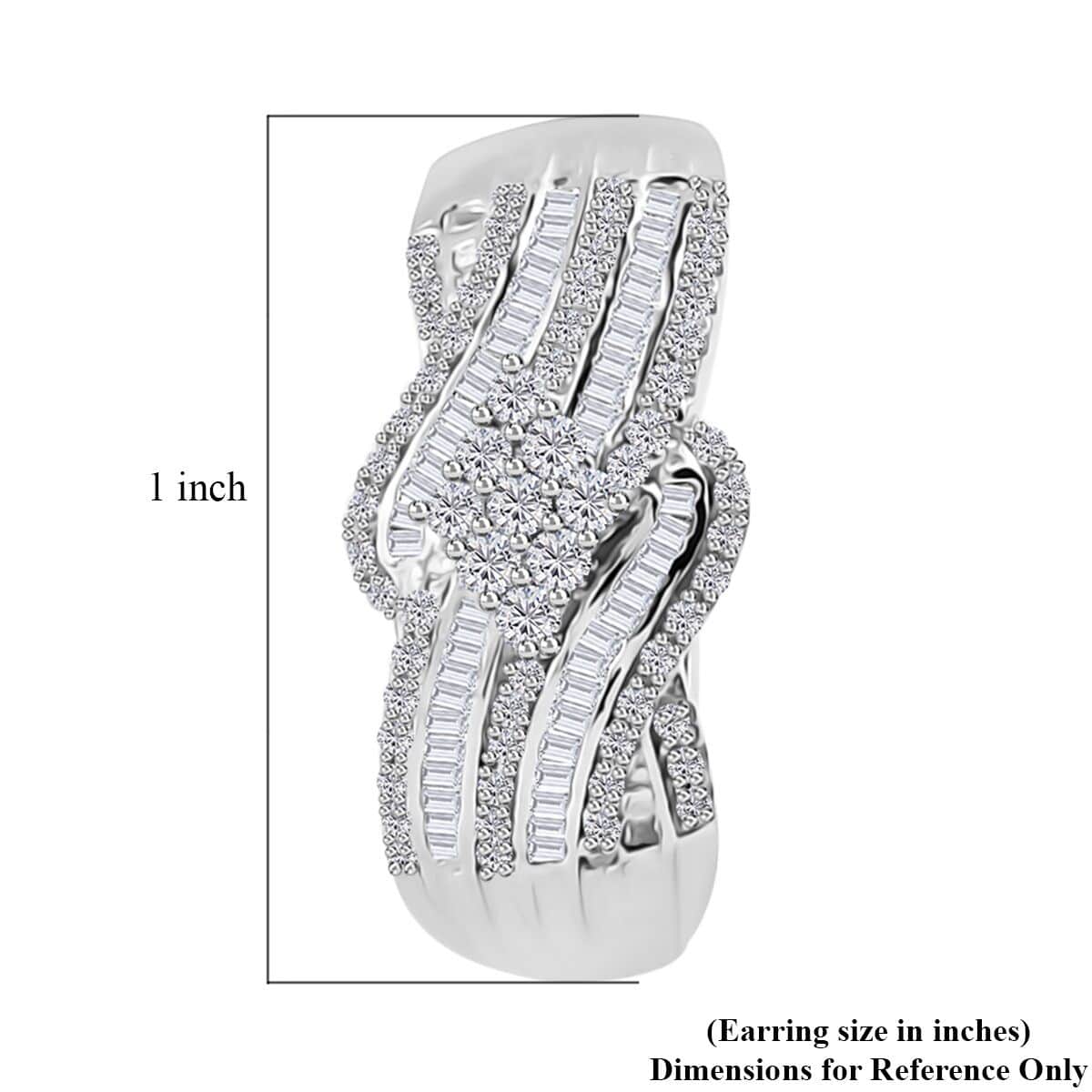 Diamond Hoop Earrings in Platinum Over Sterling Silver 1.00 ctw image number 4