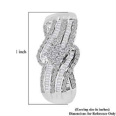 Diamond Hoop Earrings in Platinum Over Sterling Silver 1.00 ctw