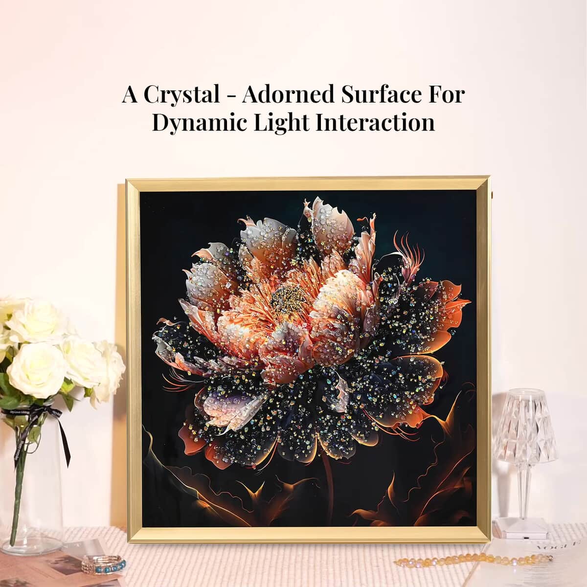 Big Flower Crystal Painting with Frame image number 1