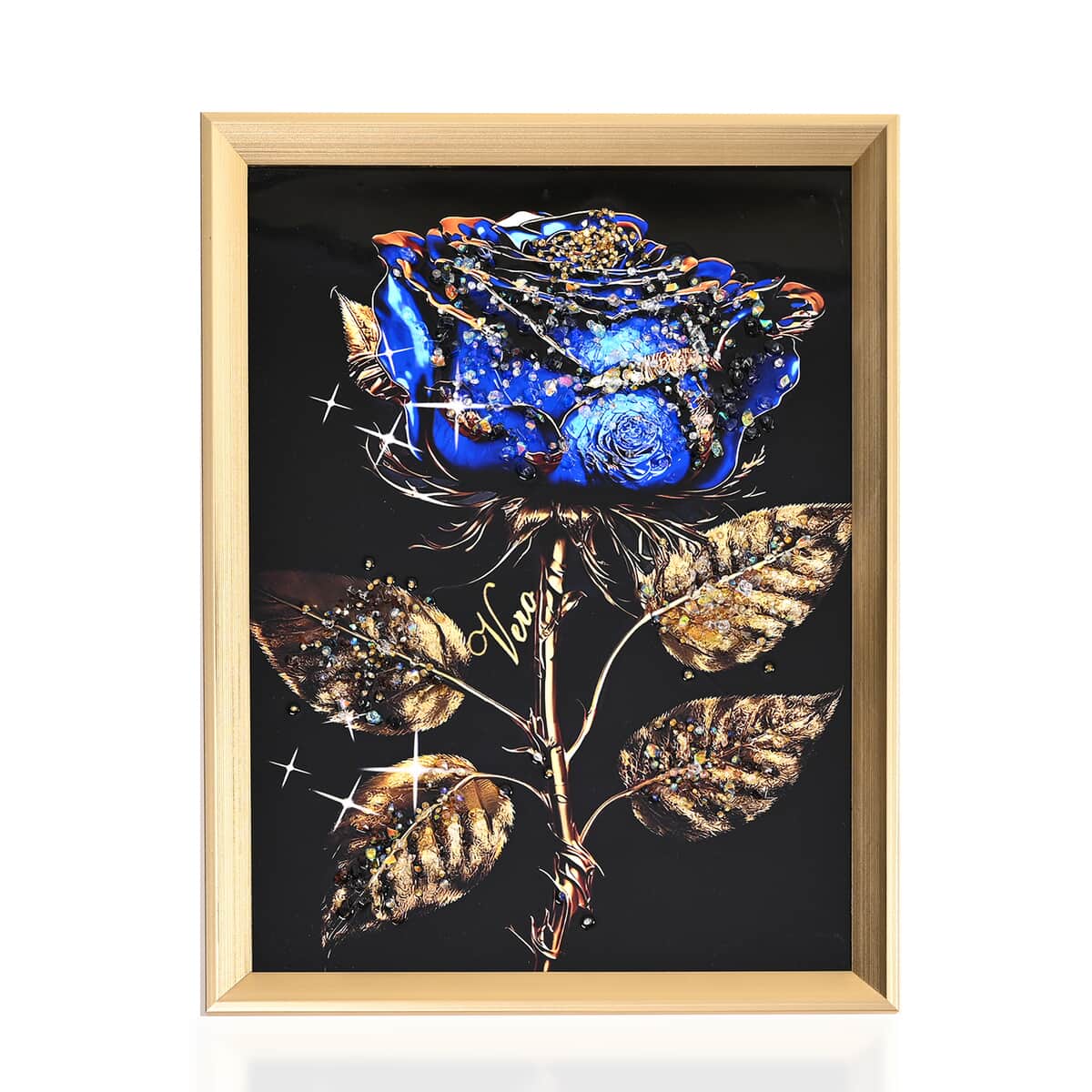 Blue Rose Crystal Painting With Frame image number 0